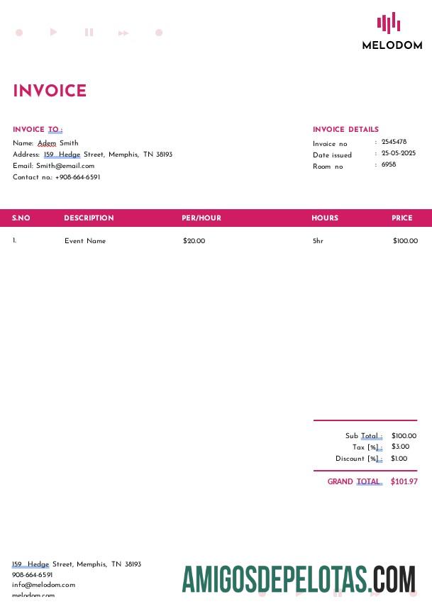 imprimível Modelo de fatura de festival de música